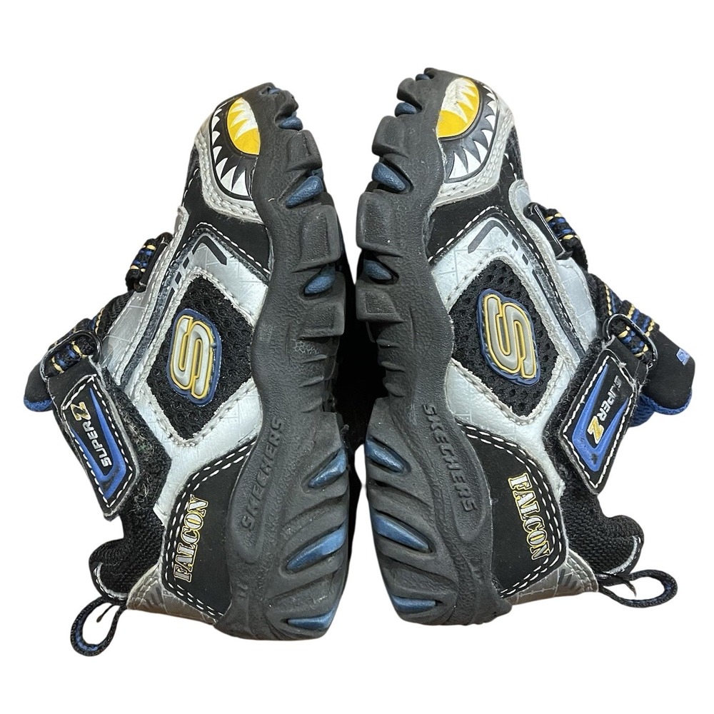 Skechers Shoes Falcon SKX Super Z Strap Boys Youth Size 6 Black Gray Blue Yellow